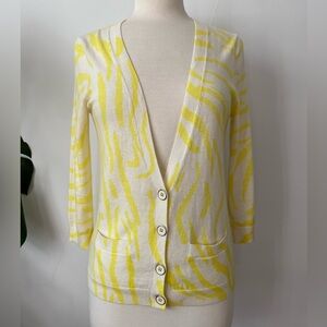Club Monaco Yellow Zebra Print Cardigan